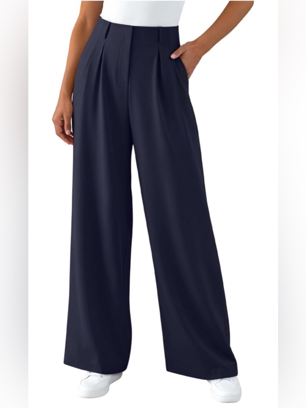 Women’s Wide-Leg High-Waisted Trousers / Navy / Large